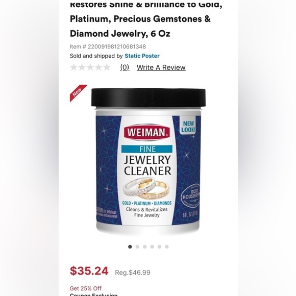 WEIMAN fine Jewelry Cleaner work GOLD PLANTINUM DIAMONDS cleans Revitalizes - Picture 4 of 6